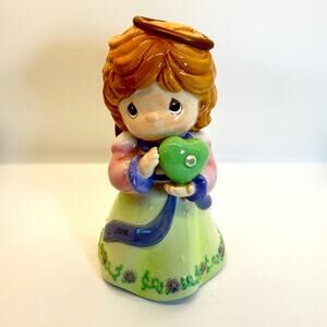 Precious Moments June Birthday Angel Girl Heart Coin Bank Ceramic Figurine 2004